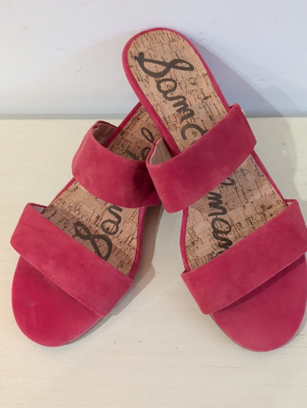 Sam Edelman Red Suede Double-strap Slide Sandals Size 9 - Picture 1 of 13